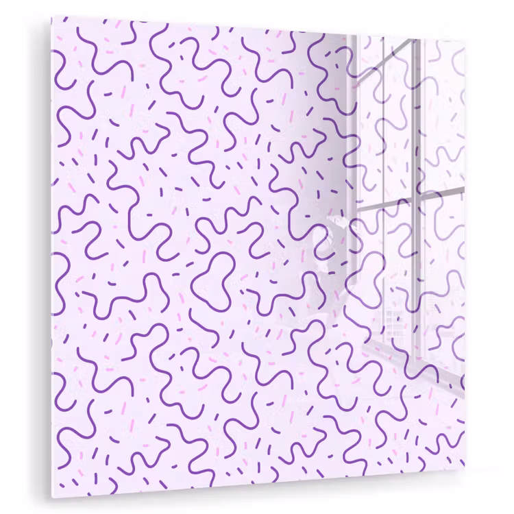 Glas schilderij - Paars - Abstract - Memphis - Retro - Spikkels - Patroon — 1