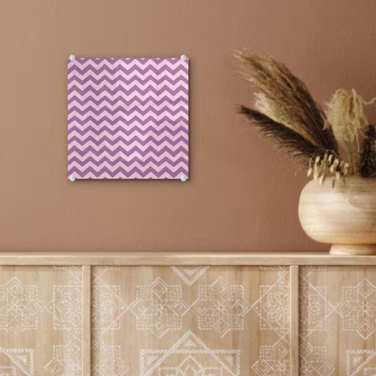 Glas schilderij - Paars - Roze - Geometrisch - Chevron - Zigzag - Patroon — 6