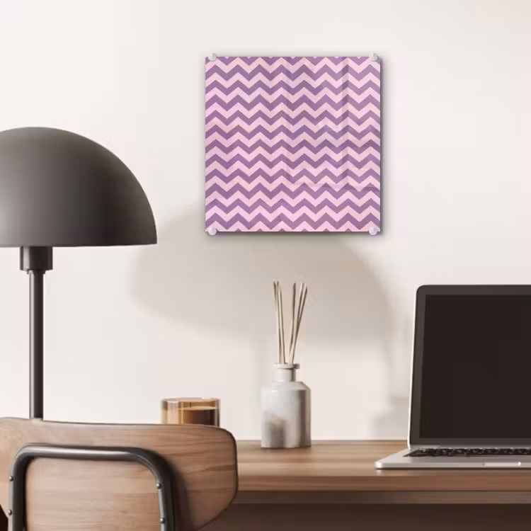 Glas schilderij - Paars - Roze - Geometrisch - Chevron - Zigzag - Patroon — 7