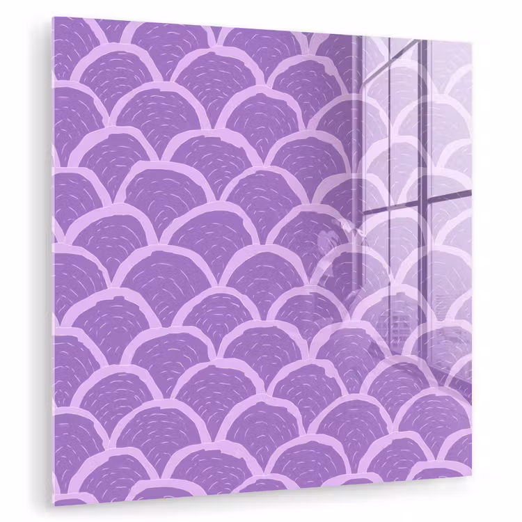 Glas schilderij - Paars - Schubber - Schelpen - Handgetekend - Patroon — 1
