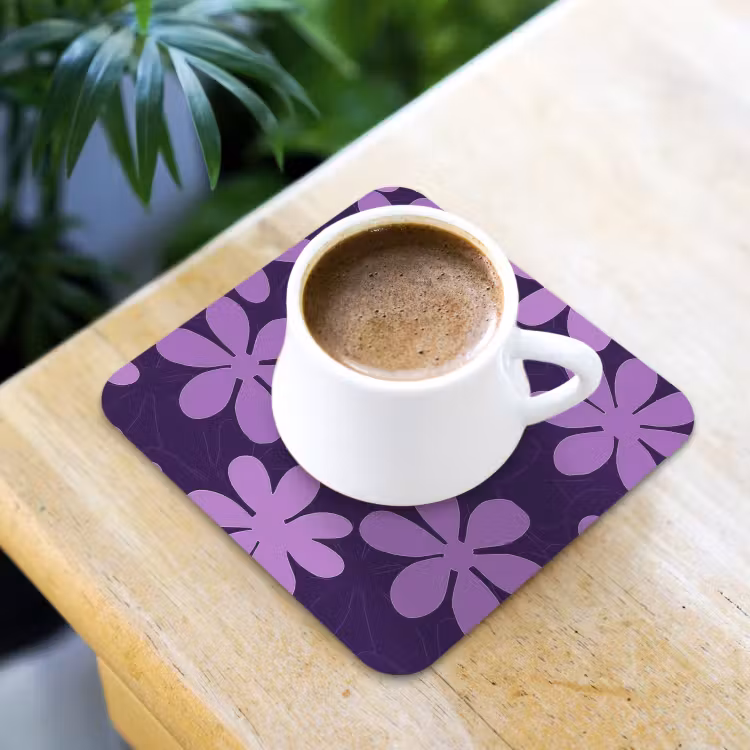 Onderzetter​ - Paars - Botanisch - Bloemen - Retro - Patroon — 3