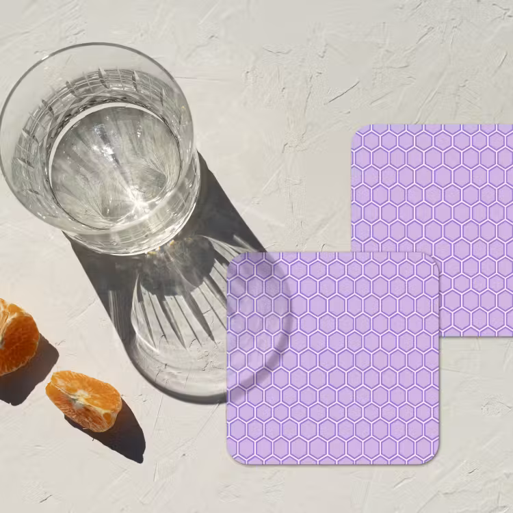Onderzetter​ - Paars - Geometrisch - Honeycomb - Bijenraat - Patroon — 2