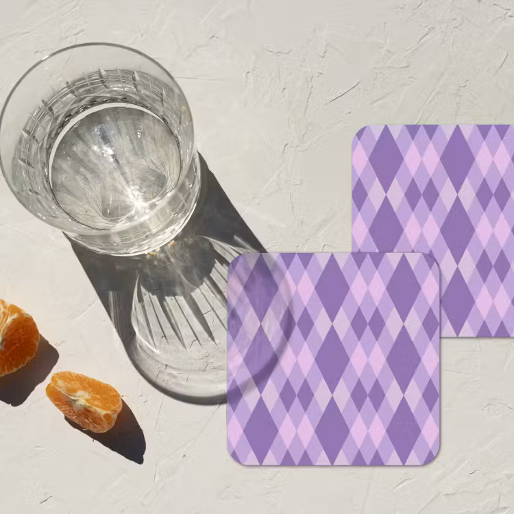 Onderzetter​ - Paars - Geometrisch - Ruiten - Argyle - Patroon — 2