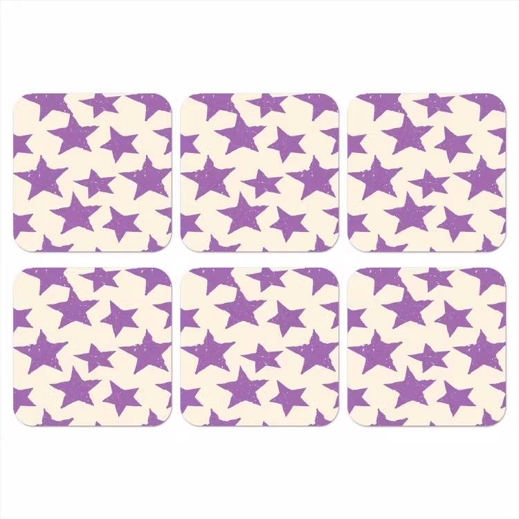Onderzetter​ - Paars - Geometrisch - Sterren - Stempel - Patroon — 1