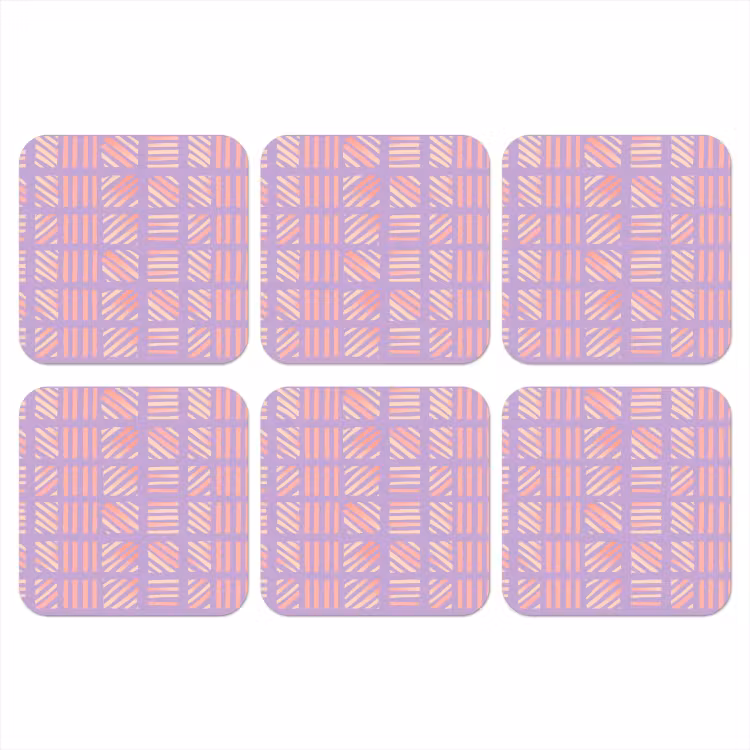 Onderzetter​ - Paars - Roze - Geometrisch - Strepen - Blokken - Patroon — 1