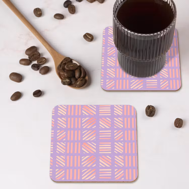 Onderzetter​ - Paars - Roze - Geometrisch - Strepen - Blokken - Patroon — 4