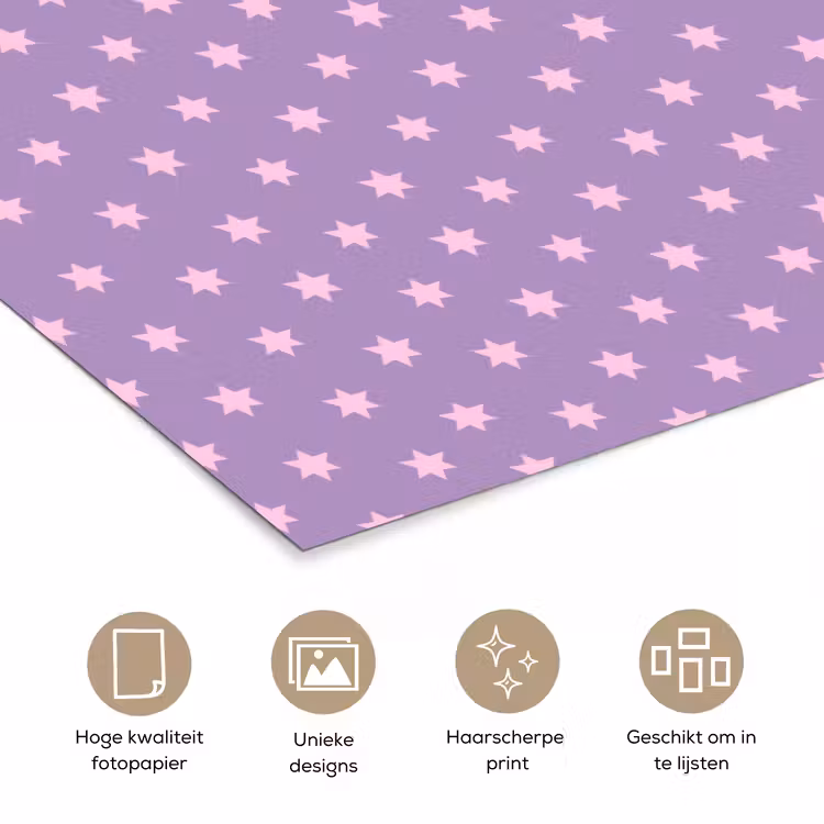 Poster - Paars - Roze - Sterren - Geometrisch - Patroon — 5