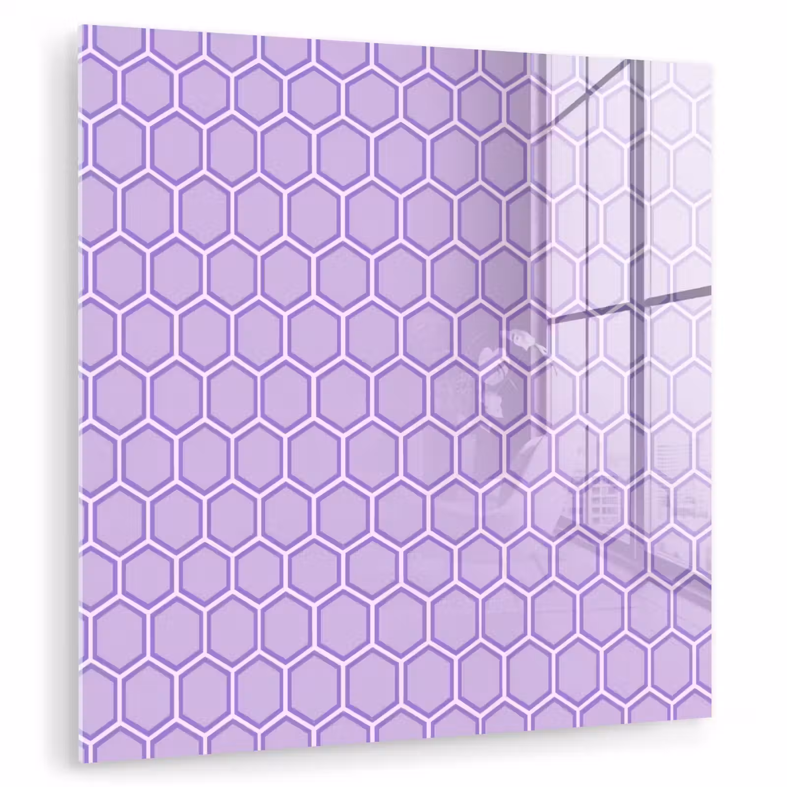 Glas schilderij - Paars - Geometrisch - Honeycomb - Bijenraat - Patroon — 1