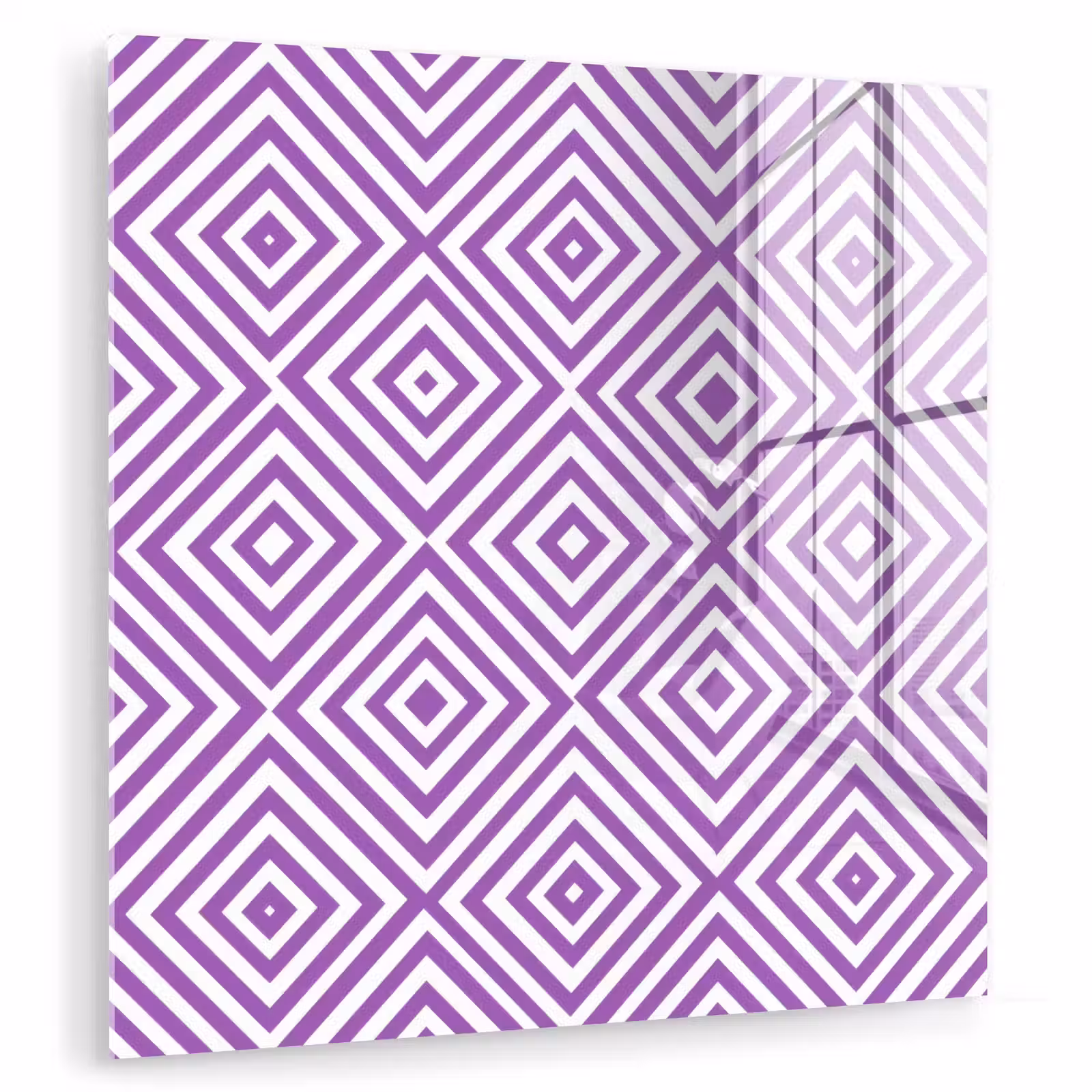 Glas schilderij - Paars - Geometrisch - Ruiten - Concentrisch - Patroon — 1