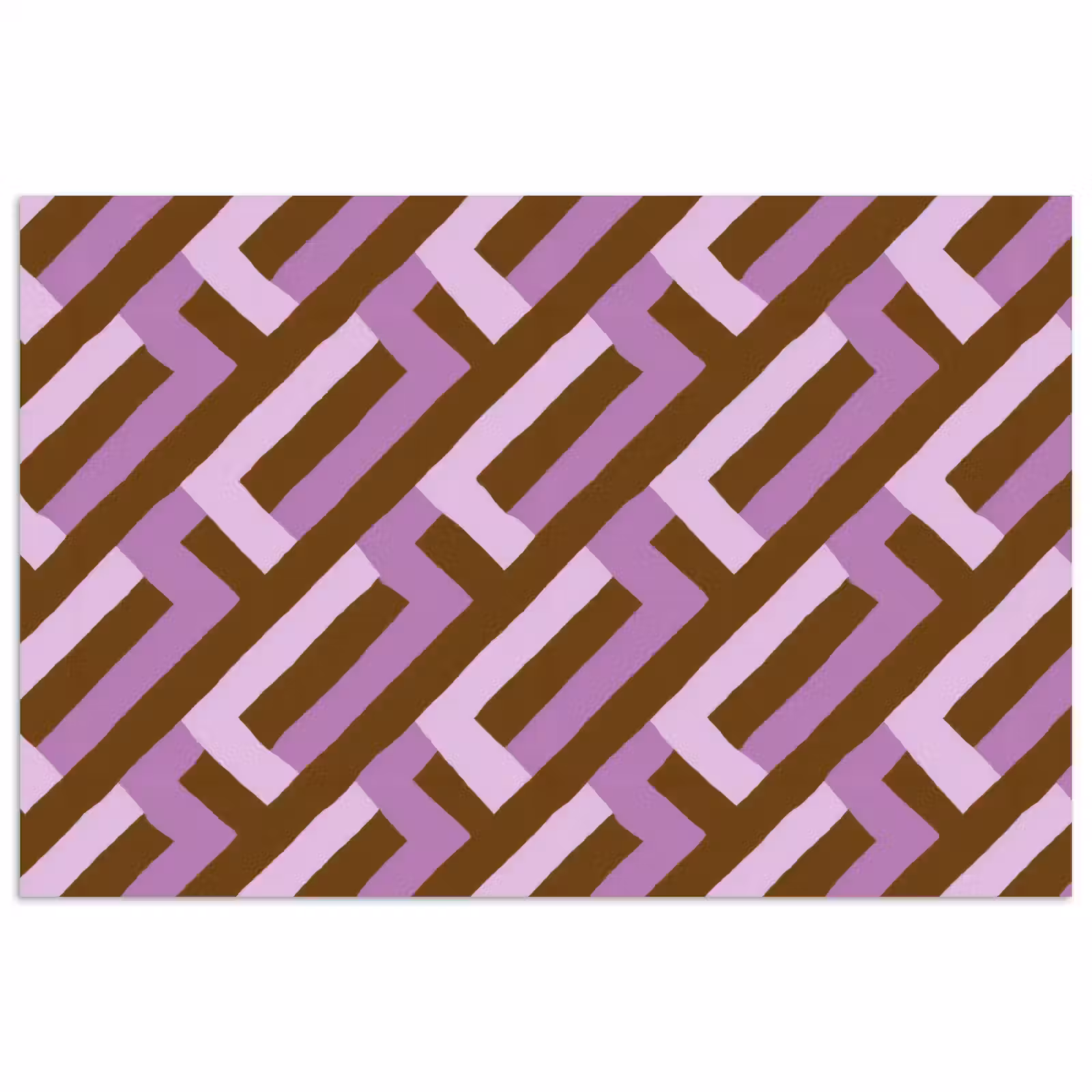 Poster - Bruin - Roze - Geometrisch - Meander - Patroon — 1