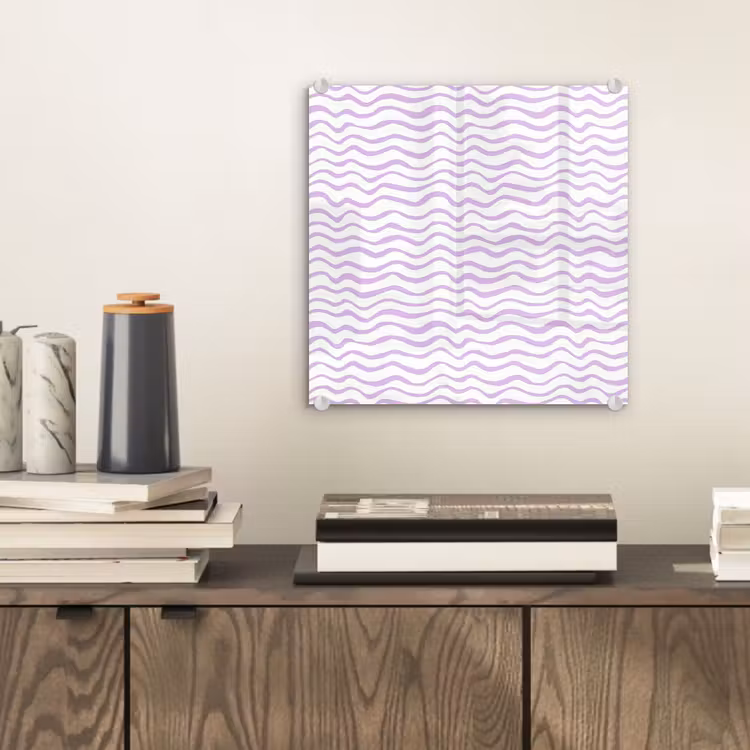 Glas schilderij - Lila - Geometrisch - Golfjes - Lijnen - Patroon — 2
