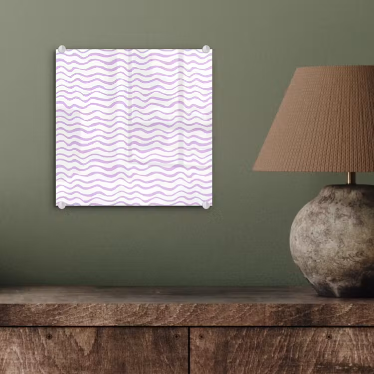 Glas schilderij - Lila - Geometrisch - Golfjes - Lijnen - Patroon — 4