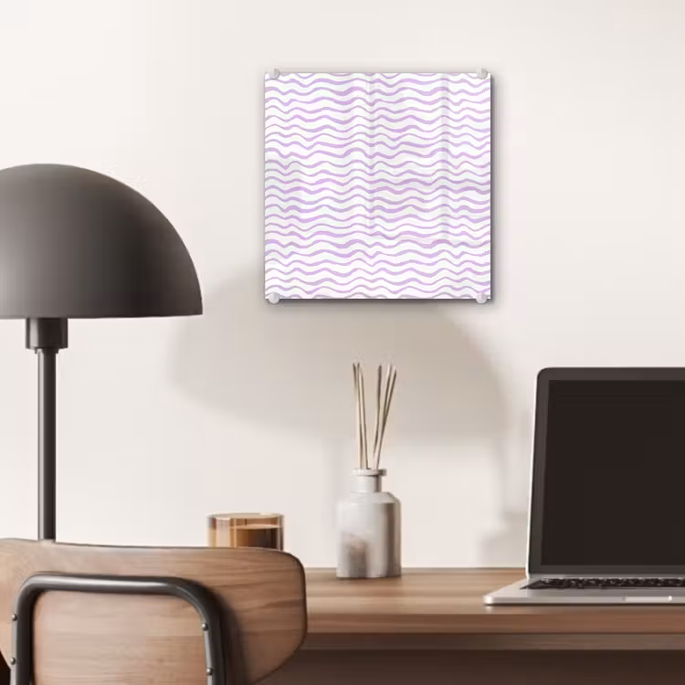 Glas schilderij - Lila - Geometrisch - Golfjes - Lijnen - Patroon — 7