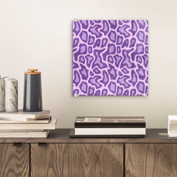 Glas schilderij - Paars - Abstract - Luipaard - Vlekken - Groovy - Patroon — 2