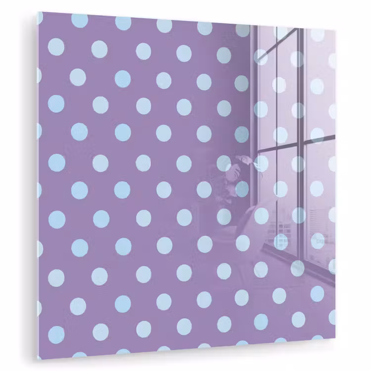 Glas schilderij - Paars - Blauw - Geometrisch - Stippen - Polka Dot - Patroon — 1