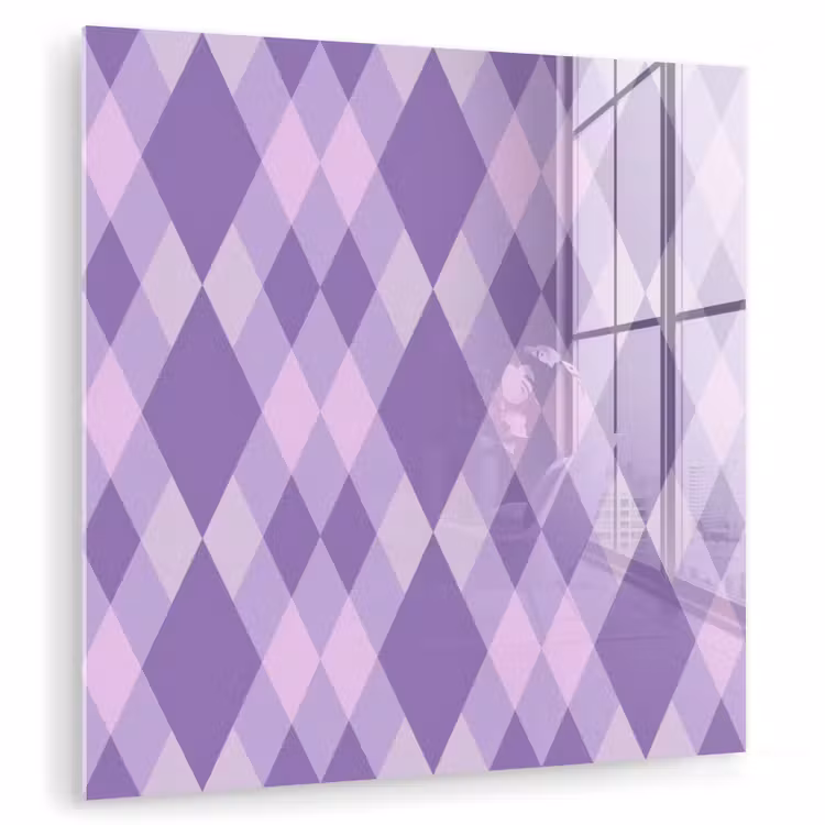 Glas schilderij - Paars - Geometrisch - Ruiten - Argyle - Patroon — 1