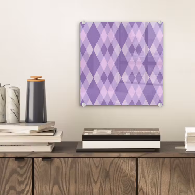 Glas schilderij - Paars - Geometrisch - Ruiten - Argyle - Patroon — 2