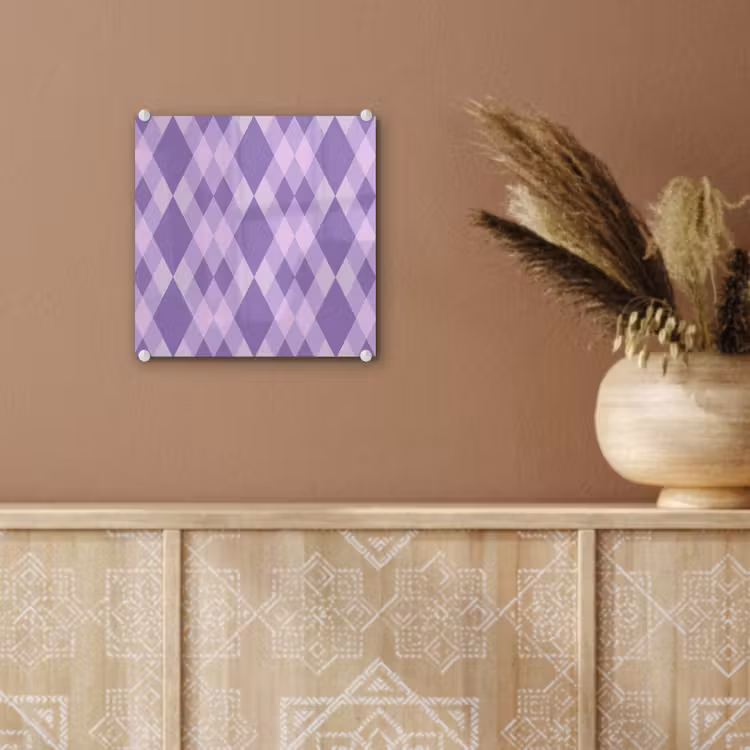 Glas schilderij - Paars - Geometrisch - Ruiten - Argyle - Patroon — 6