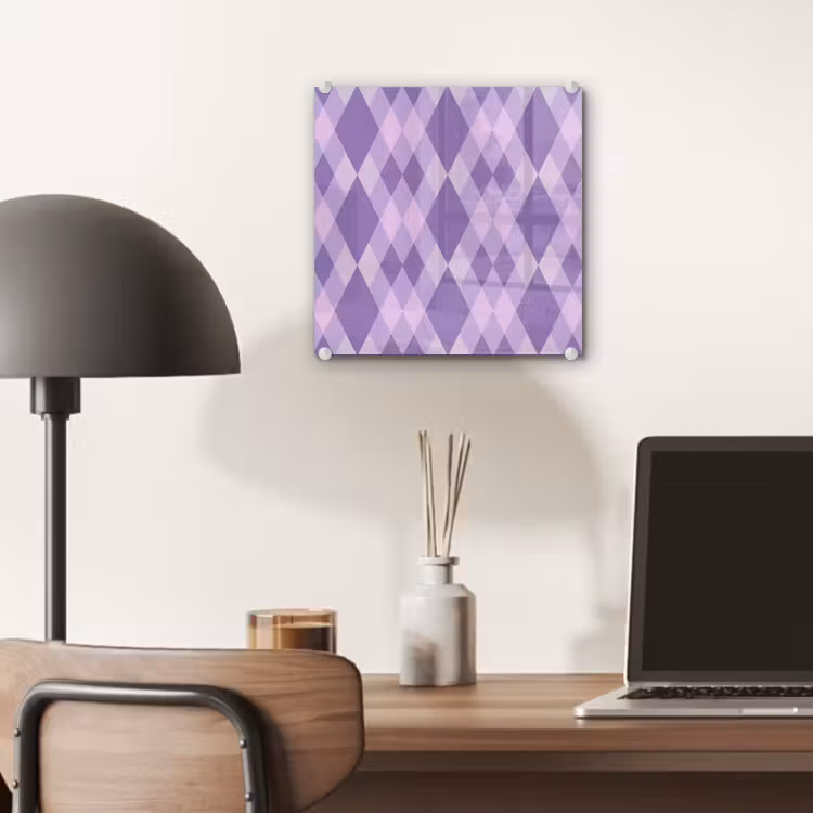 Glas schilderij - Paars - Geometrisch - Ruiten - Argyle - Patroon — 7