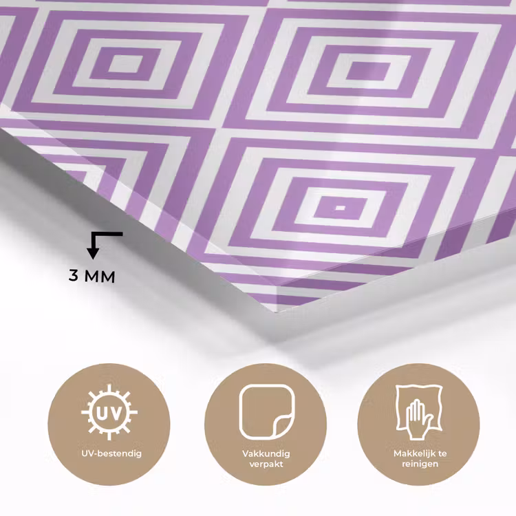 Glas schilderij - Paars - Geometrisch - Ruiten - Concentrisch - Patroon — 3