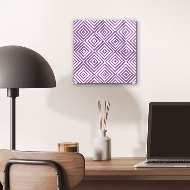 Glas schilderij - Paars - Geometrisch - Ruiten - Concentrisch - Patroon — 7