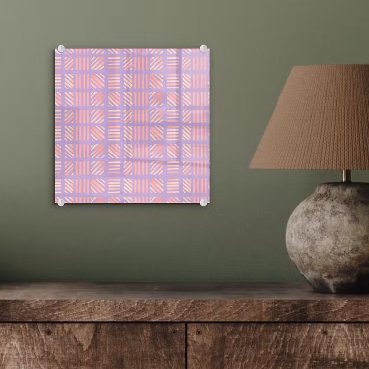 Glas schilderij - Paars - Roze - Geometrisch - Strepen - Blokken - Patroon — 4