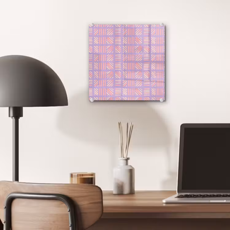 Glas schilderij - Paars - Roze - Geometrisch - Strepen - Blokken - Patroon — 7