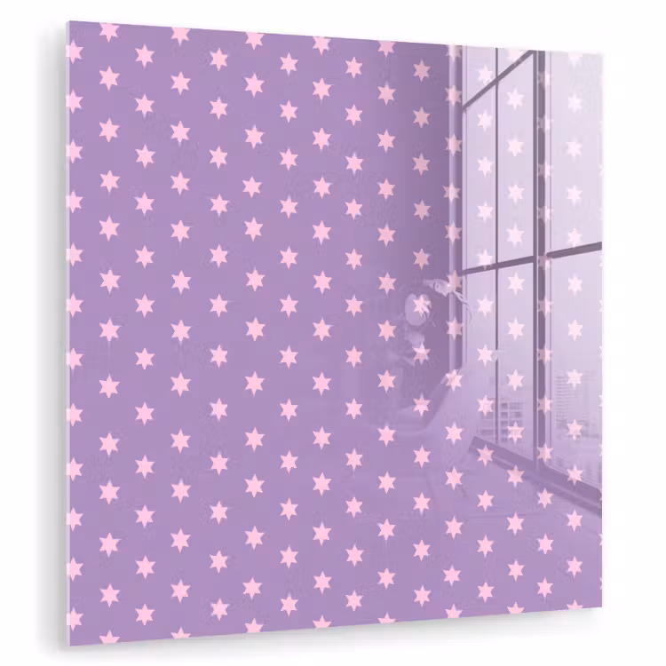 Glas schilderij - Paars - Roze - Sterren - Geometrisch - Patroon — 1