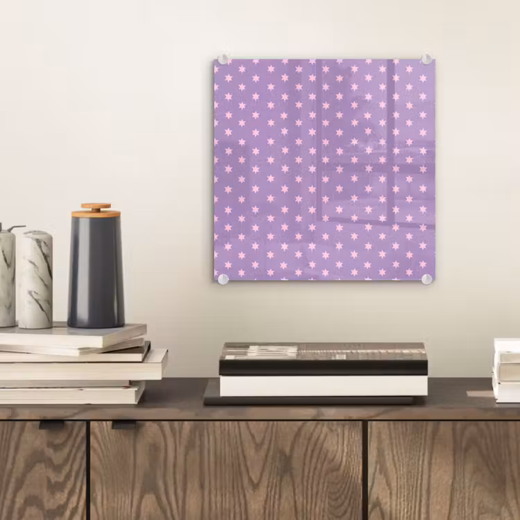 Glas schilderij - Paars - Roze - Sterren - Geometrisch - Patroon — 2