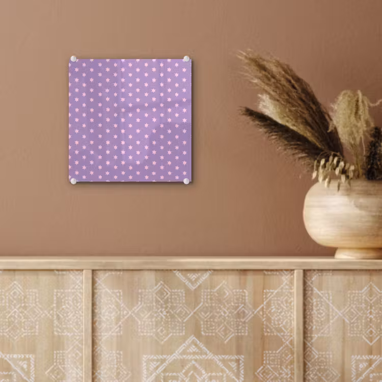 Glas schilderij - Paars - Roze - Sterren - Geometrisch - Patroon — 6