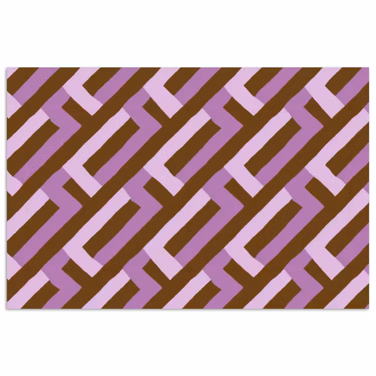 Poster - Bruin - Roze - Geometrisch - Meander - Patroon — 1