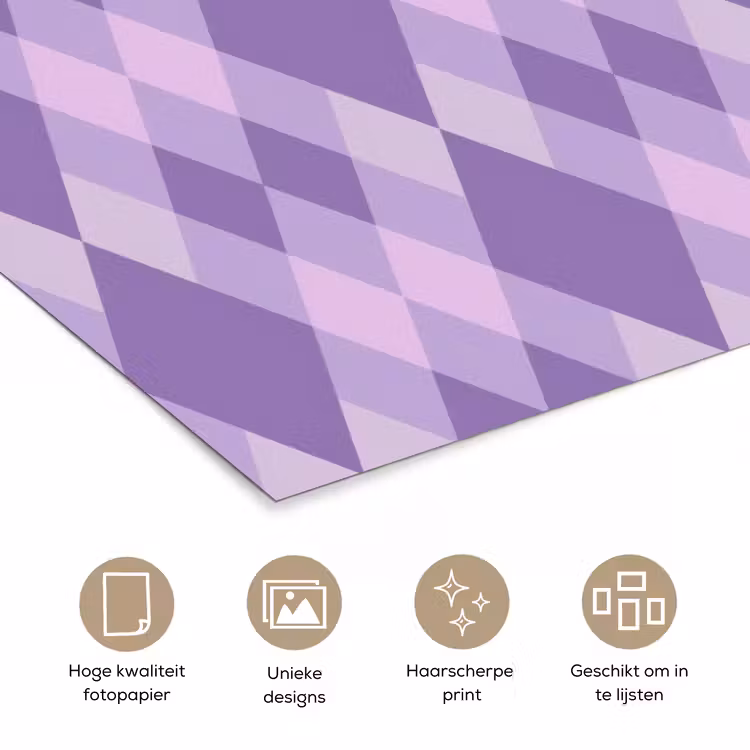 Poster - Paars - Geometrisch - Ruiten - Argyle - Patroon — 5