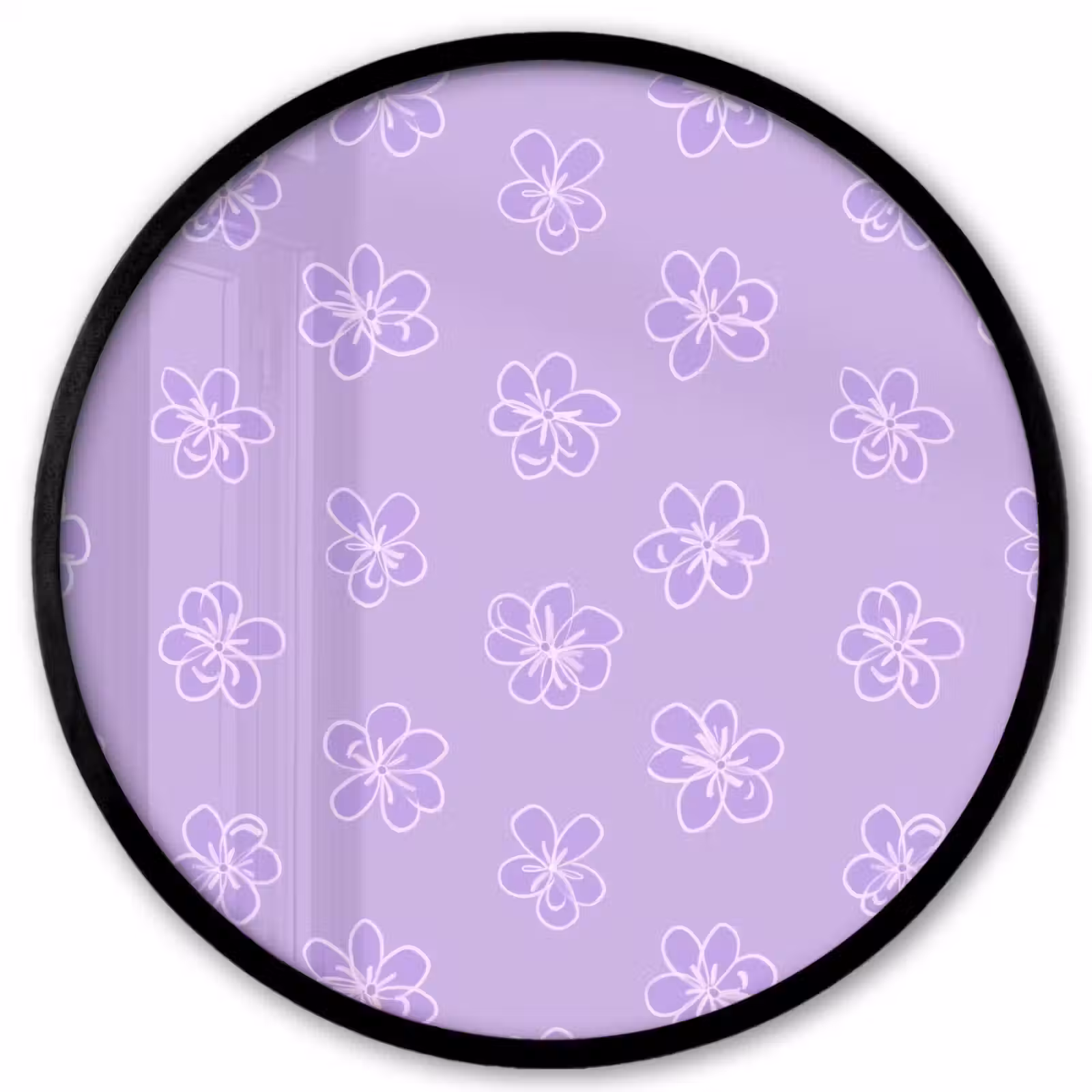 Ronde fotolijst - Lila - Botanisch - Bloemen - Handgetekend - Patroon — 1