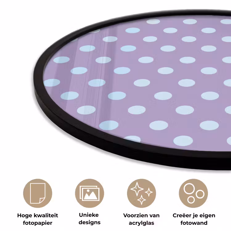 Ronde fotolijst - Paars - Blauw - Geometrisch - Stippen - Polka Dot - Patroon — 2