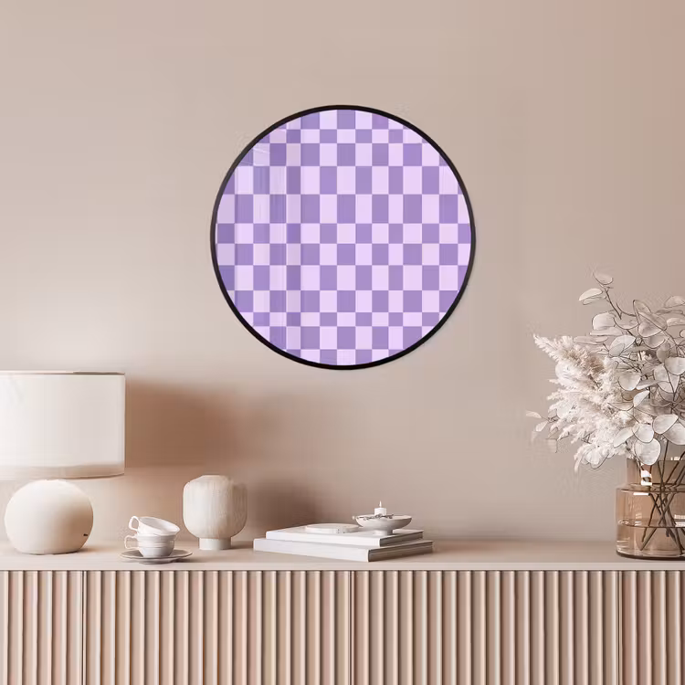 Ronde fotolijst - Paars - Geometrisch - Dambord - Blokken - Patroon — 5