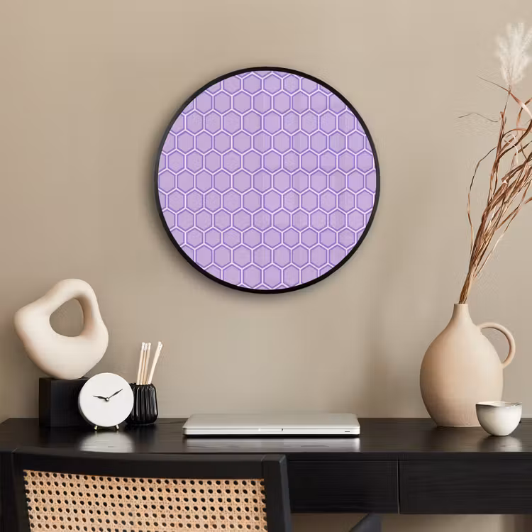Ronde fotolijst - Paars - Geometrisch - Honeycomb - Bijenraat - Patroon — 3
