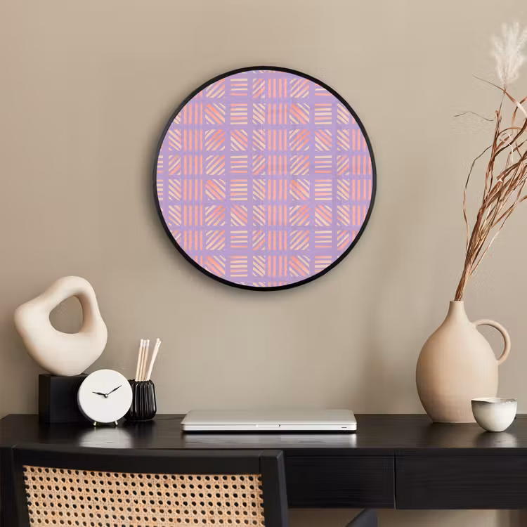 Ronde fotolijst - Paars - Roze - Geometrisch - Strepen - Blokken - Patroon — 3