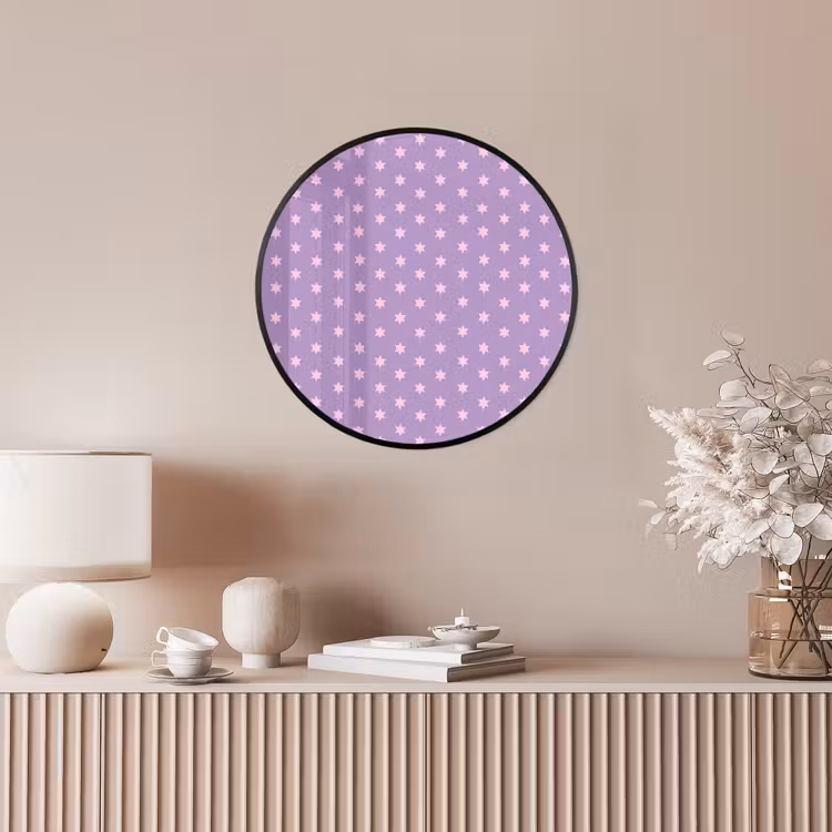Ronde fotolijst - Paars - Roze - Sterren - Geometrisch - Patroon — 5