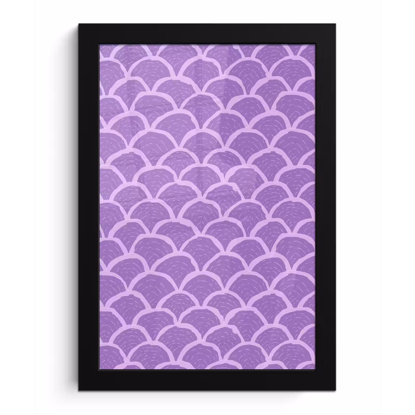 Poster met lijst - Paars - Schubber - Schelpen - Handgetekend - Patroon — 1