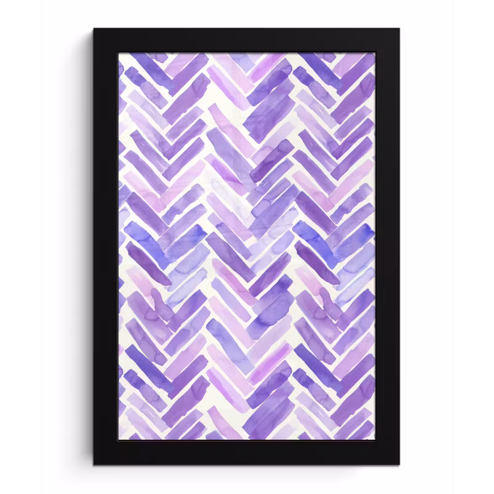 Poster met lijst - Paars - Visgraat - Aquarel - Penseelstreken - Patroon — 1