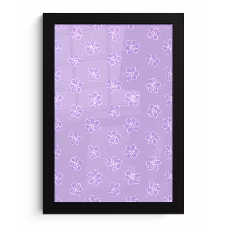Poster met lijst - Lila - Botanisch - Bloemen - Handgetekend - Patroon — 1