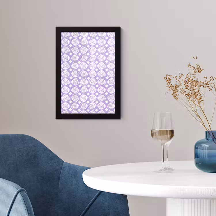 Poster met lijst - Lila - Botanisch - Bloemen - Margrieten - Patroon — 4