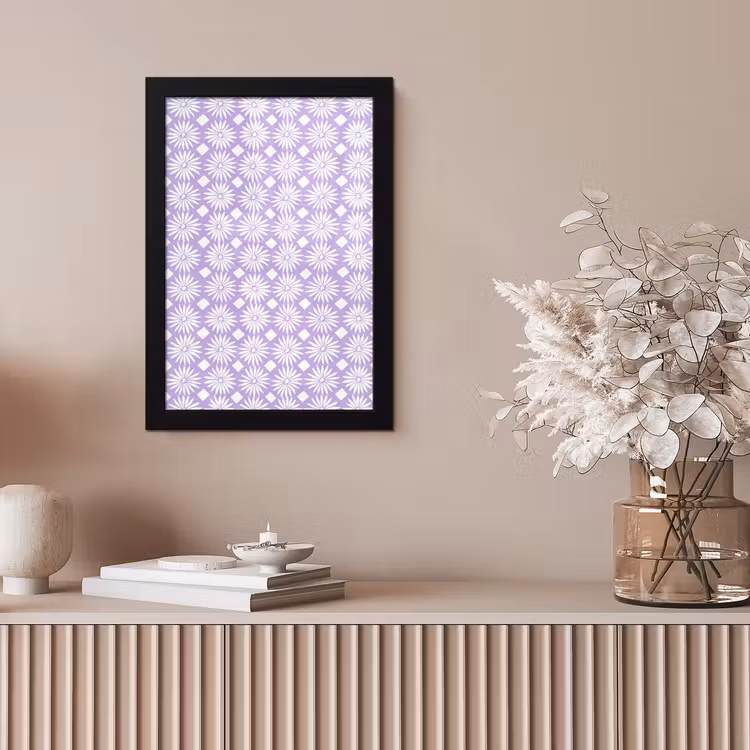 Poster met lijst - Lila - Botanisch - Bloemen - Margrieten - Patroon — 5