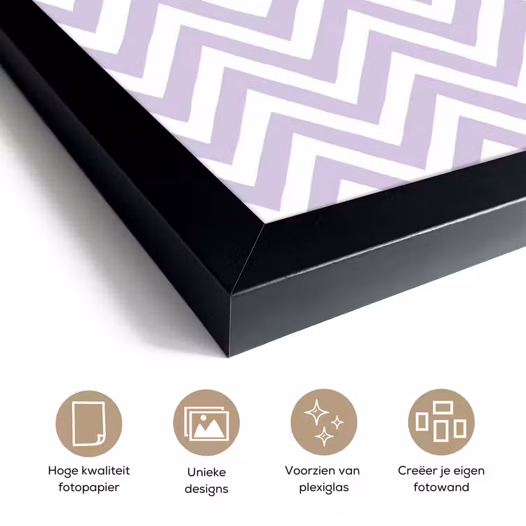 Poster met lijst - Lila - Geometrisch - Chevron - Zigzag - Patroon — 6