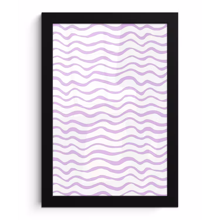 Poster met lijst - Lila - Geometrisch - Golfjes - Lijnen - Patroon — 1