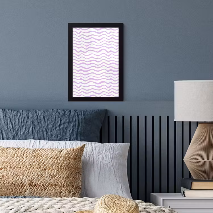 Poster met lijst - Lila - Geometrisch - Golfjes - Lijnen - Patroon — 3
