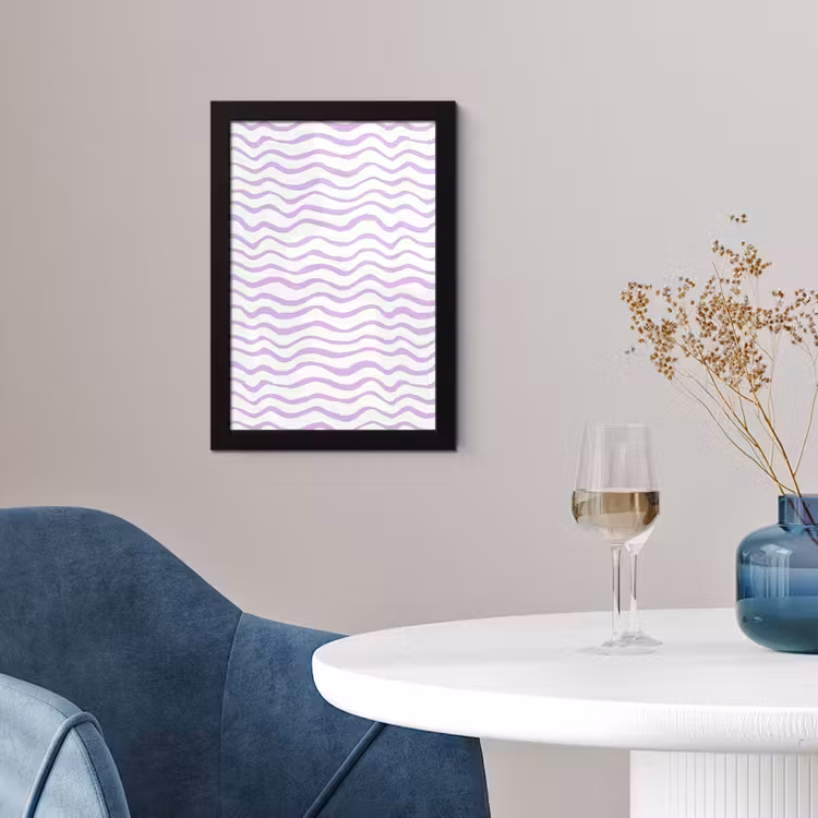 Poster met lijst - Lila - Geometrisch - Golfjes - Lijnen - Patroon — 4