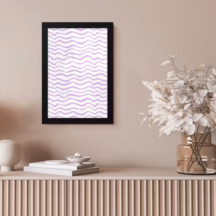 Poster met lijst - Lila - Geometrisch - Golfjes - Lijnen - Patroon — 5