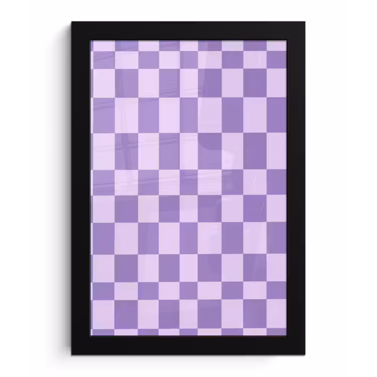 Poster met lijst - Paars - Geometrisch - Dambord - Blokken - Patroon — 1