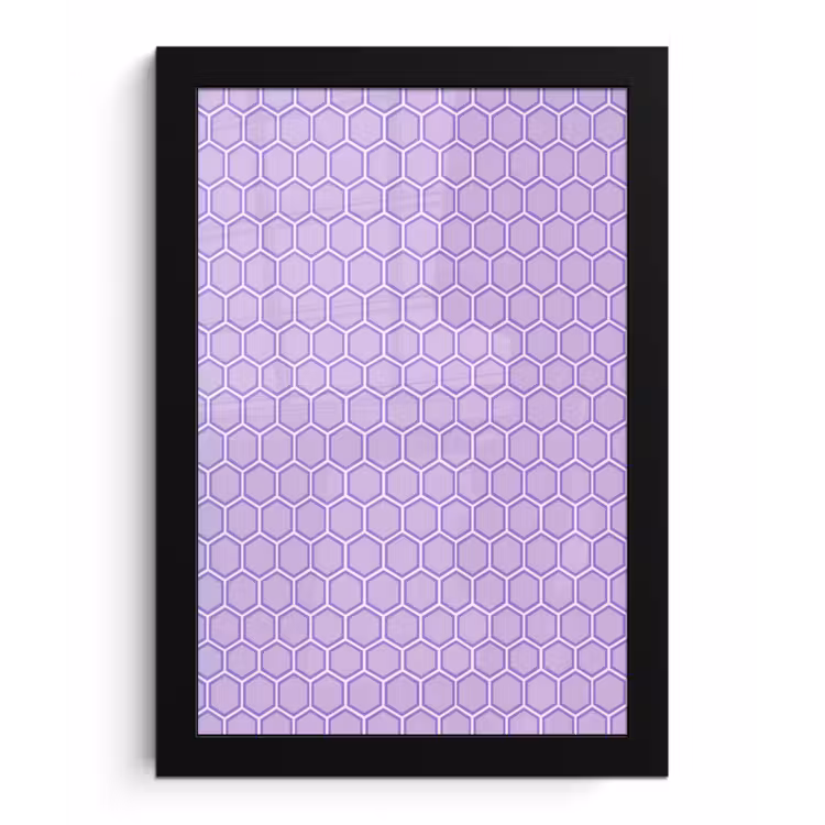 Poster met lijst - Paars - Geometrisch - Honeycomb - Bijenraat - Patroon — 1